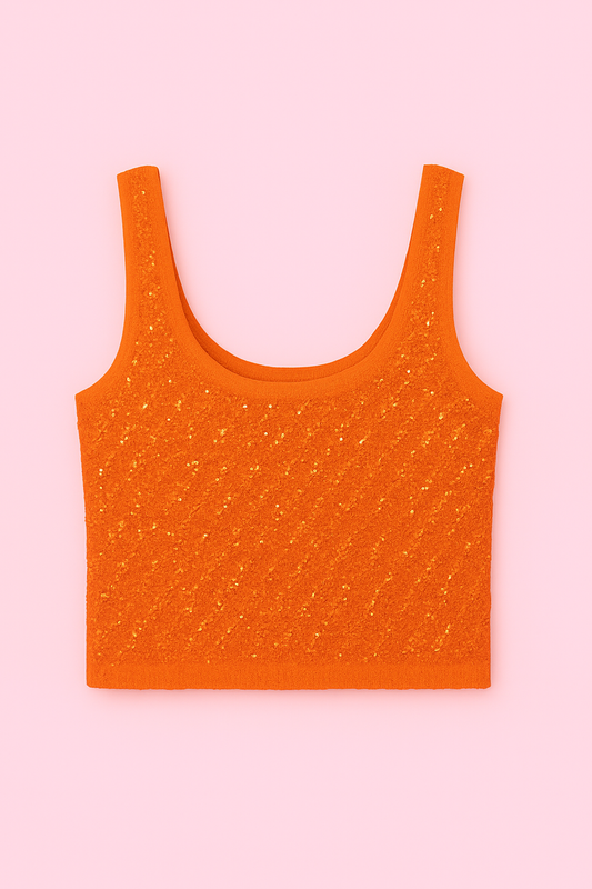 Top "Naïa" scintillant en maille ajourée